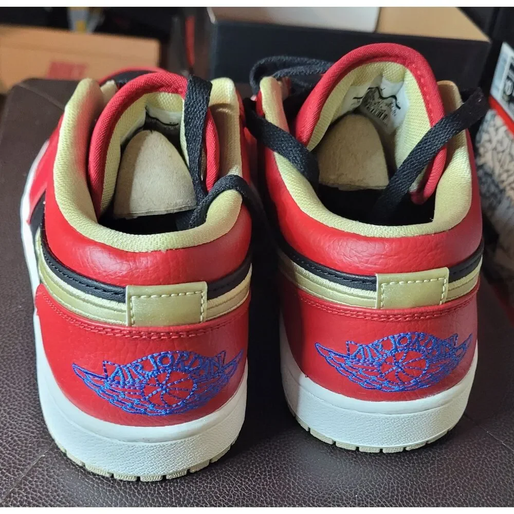 Nike Air Jordan 1 Retro Low Gym Red Gold 553558-613 Men's 9.5 New OG Box